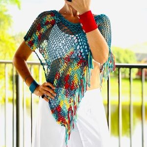 Fringe summer poncho SOLD